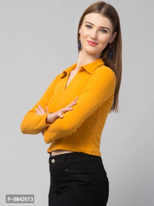 Classic Polo Collar Full Sleeves Top for Women