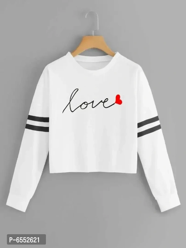 Womens Stylish Full Sleeve Printed Tshirt - M