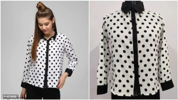 RBT- WHITE WTH BLACK DOT SHIRT - S