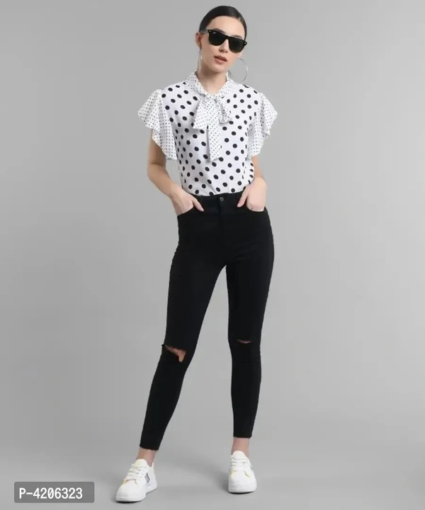Rbt-wht shrt/bg dtd tie top - M