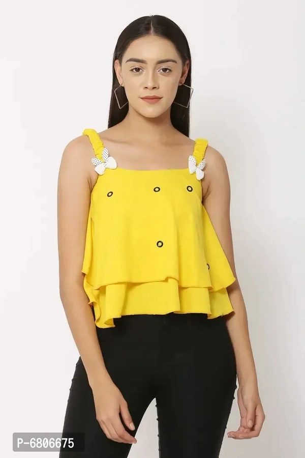 Fancy Trendy Georgette Chiffon Blend Casual Butterfly Tops For Women - l