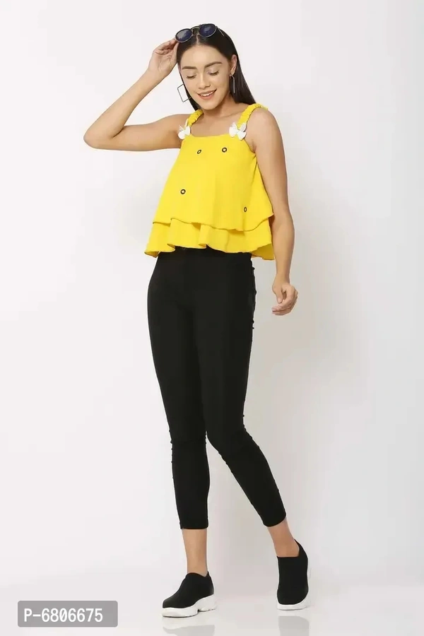 Fancy Trendy Georgette Chiffon Blend Casual Butterfly Tops For Women - l