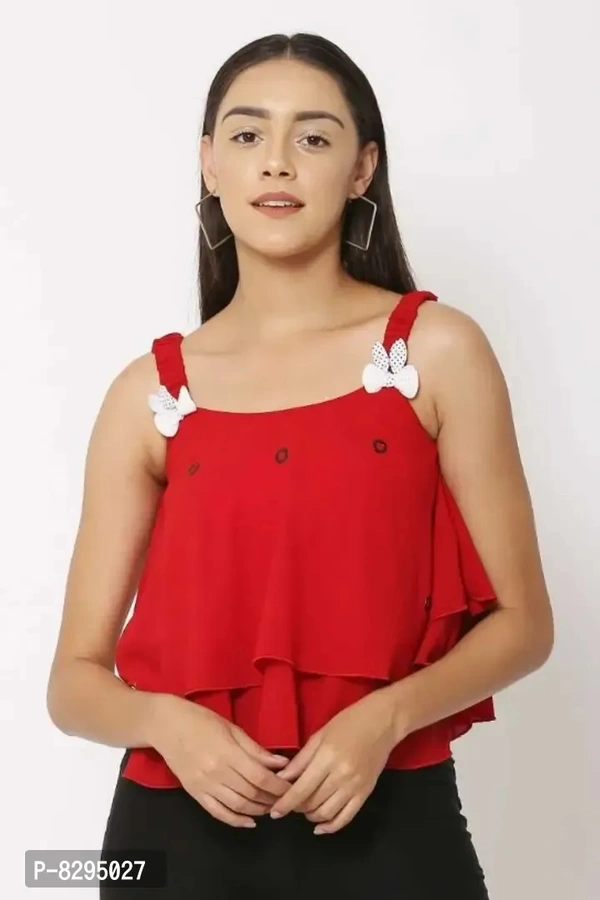 Classic Georgette Solid Tops for Womens - l