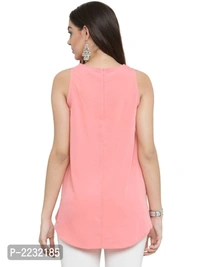 Pink Solid Crepe Trendy Sleeveless Top - l