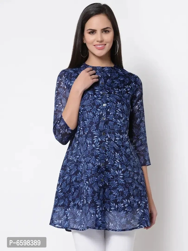 Stylish Organza Printed Tunic For Women And Girls - M