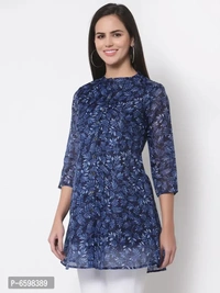 Stylish Organza Printed Tunic For Women And Girls - M