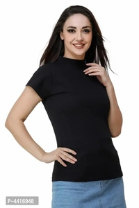 Halter neck solid T shirt for women pack of 2 - S