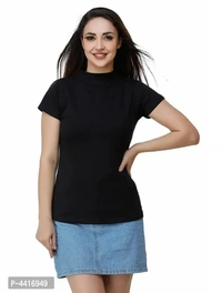 Halter neck solid T shirt for women pack of 2 - S