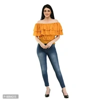 Fashion Hub Women musturd Solid Ruffled top