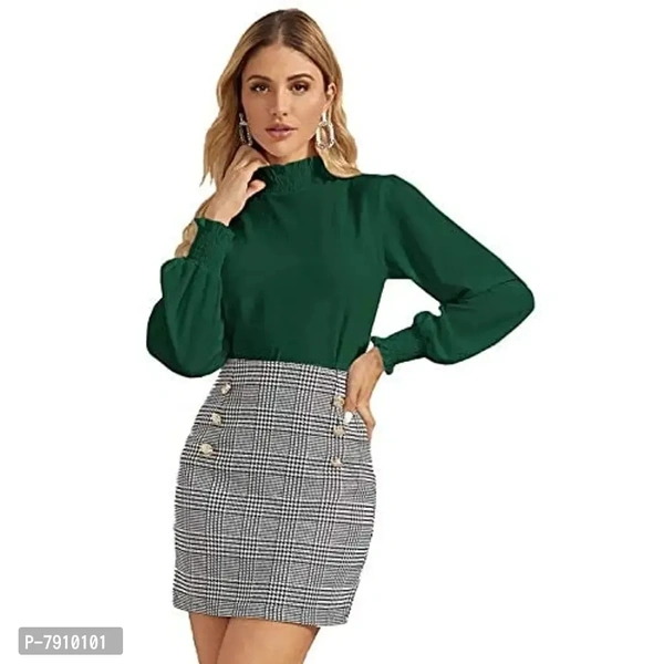 Womenster Women's Frill Trim Full Sleeve Regular Fit Top - M