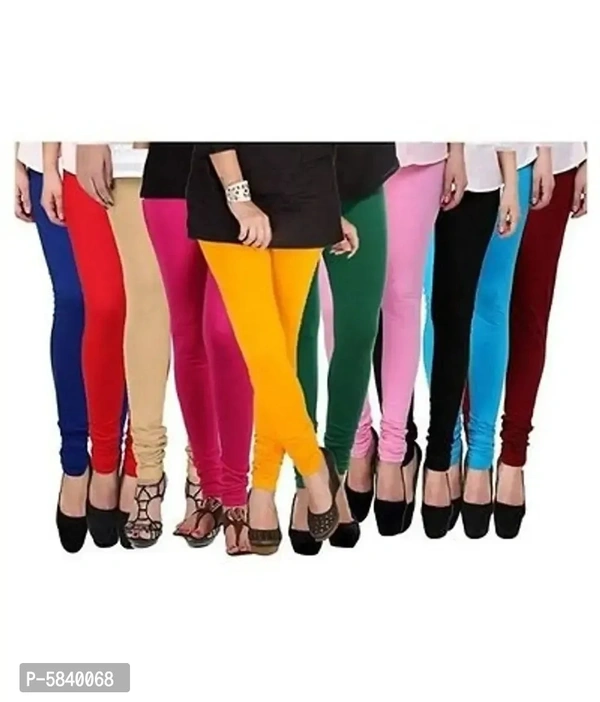 PACK OF 10 - LADIES ULTRA VIVA PLAIN 2 WAY CHURIDAR LEGGINGS - L