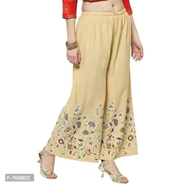SriSaras Women's Loose Fit Palazzos (PRINT PALAZZO_SKIN_Free Size)