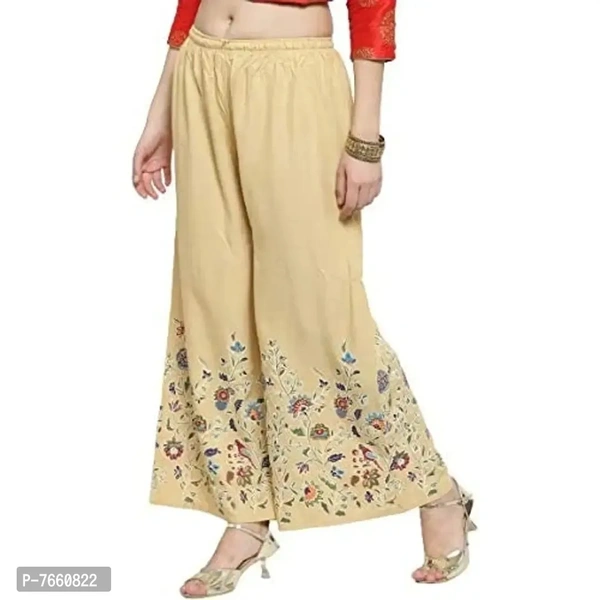 SriSaras Women's Loose Fit Palazzos (PRINT PALAZZO_SKIN_Free Size)