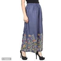 SriSaras Women's Loose Fit Palazzos (PRINT PALAZZO_Grey_Free Size)