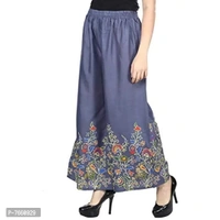 SriSaras Women's Loose Fit Palazzos (PRINT PALAZZO_Grey_Free Size)