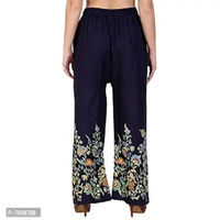 SriSaras Women's Loose Fit Palazzos (PRINT PALAZZO_Navy Blue_Free Size)