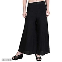 SwaNit Women's Loose Fit Palazzo Pants (Pack of 3) (SDMP-BSM3_Black, Skin & Maroon_Free Size)