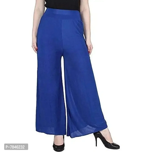 SwaNit Women's Loose Fit Palazzos (Pack of 3) (SDMP-BluOM3_Blue, Orange & Maroon_Free Size)