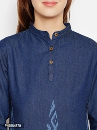 Avyanna Stylish Women's Navy Blue Laser Printed Denim Tunic - 2xl