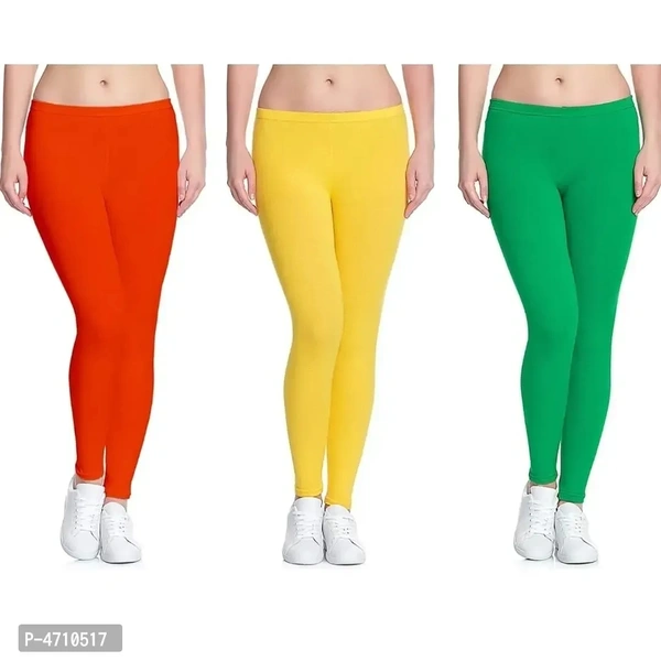 Stylish Cotton Ankle Length Leggings for Women ( Pack of 3 )( Free Size ) - S