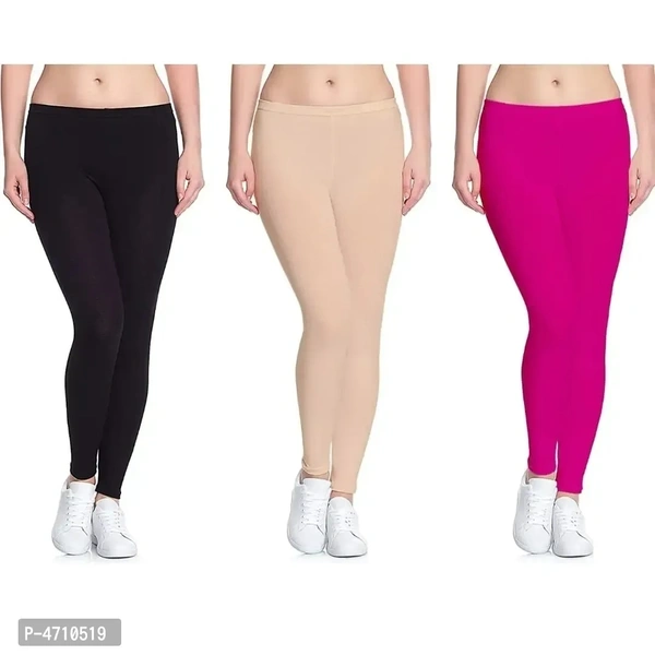 Stylish Cotton Ankle Length Leggings for Women ( Pack of 3 )( Free Size ) - 38