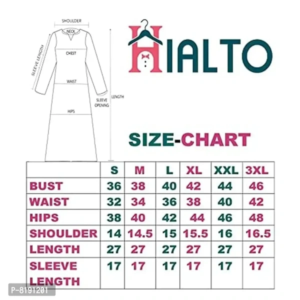 HIALTO Woman's Crepe Printed Tunic TOP (Blue, XXX-Large) - l