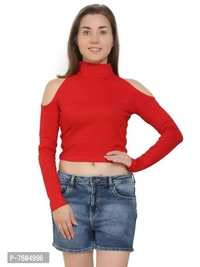 Casual Regular Sleeves Solid Women Red Top - XL