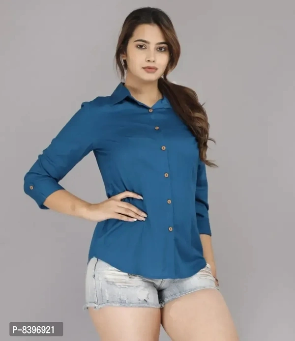 Classic Rayon Solid Shirts for Women - L