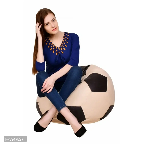 Women's Cotton 3/4 Sleeve V Neck Solid Royal Blue Top - M
