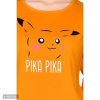 Women's Cotton 3/4 Sleeve Round Neck Printed Orange Top - XL
