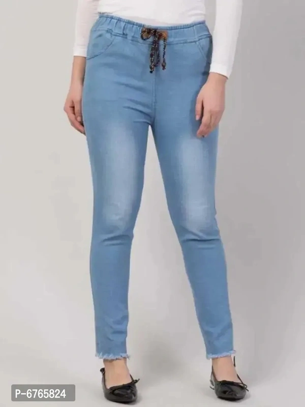 Classy Denim Solid Jeans for Womens - M