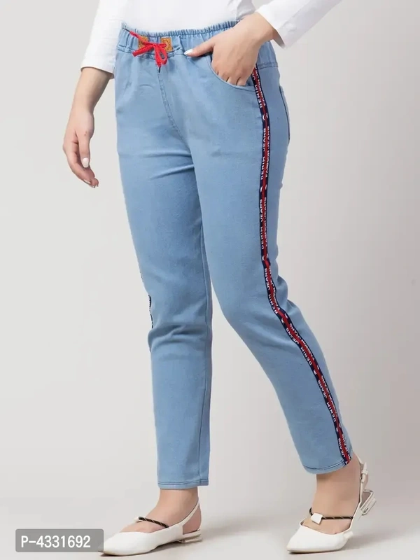 Women's Stylish Blue Solid Denim Mid-Rise Jeans - 32