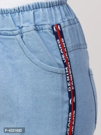 Women's Stylish Blue Solid Denim Mid-Rise Jeans - 34