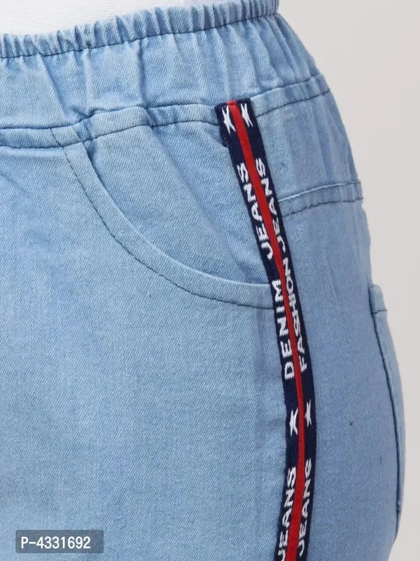 Women's Stylish Blue Solid Denim Mid-Rise Jeans - 38