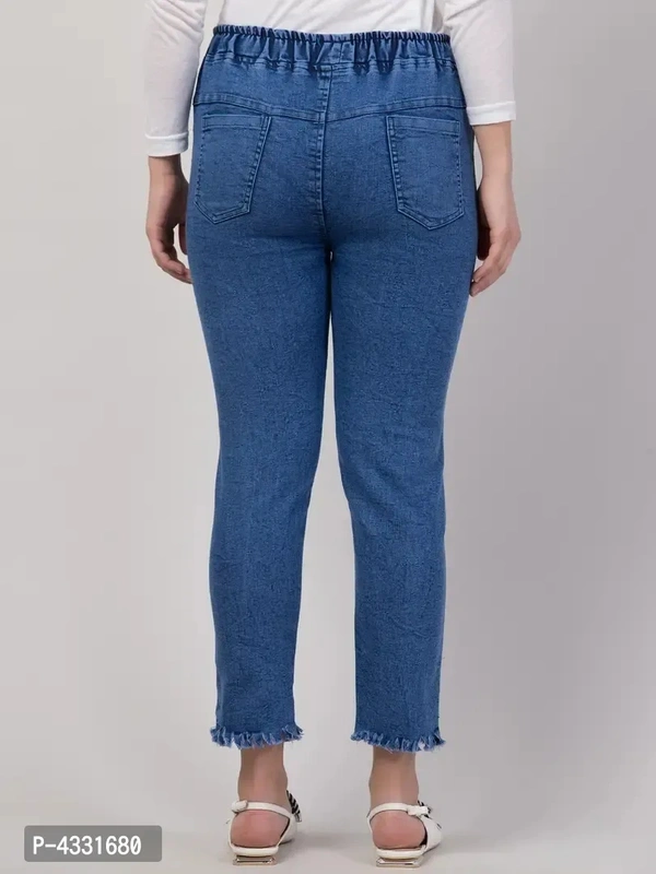 Womens Stylish Blue Distress Denim Mid-Rise Jeans - 38