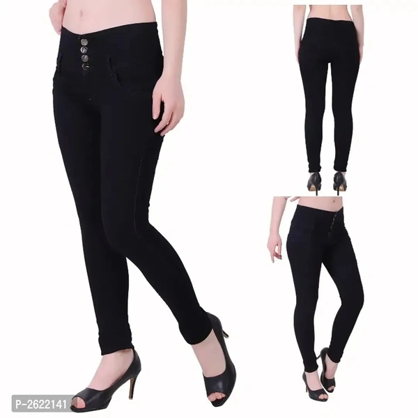 Women Black High Waist Denim Jeans - 28
