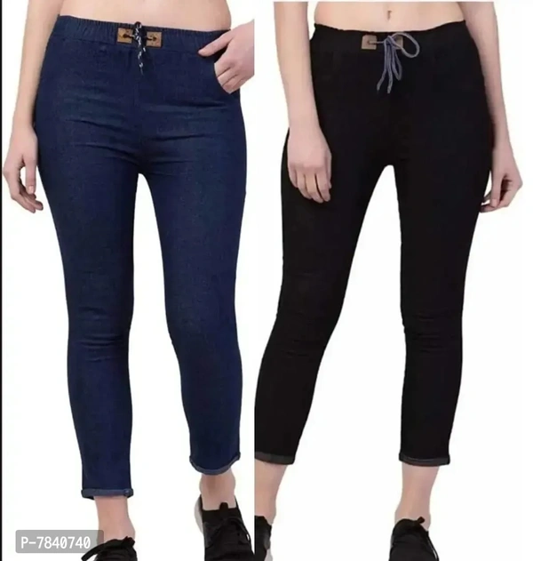 Trendy Latest Denim Blue Black women joggers Jeans for women / Girls ( Combo Pack Of 2 ) - 28