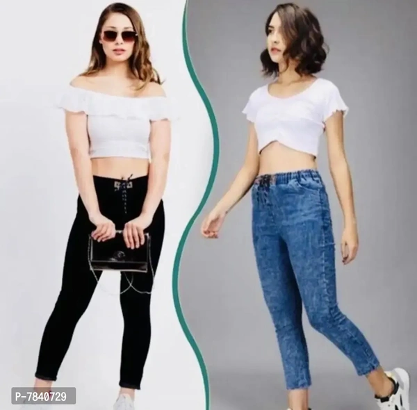 Trendy Denim Solid Womens Jeans Jeggings Combo - 28