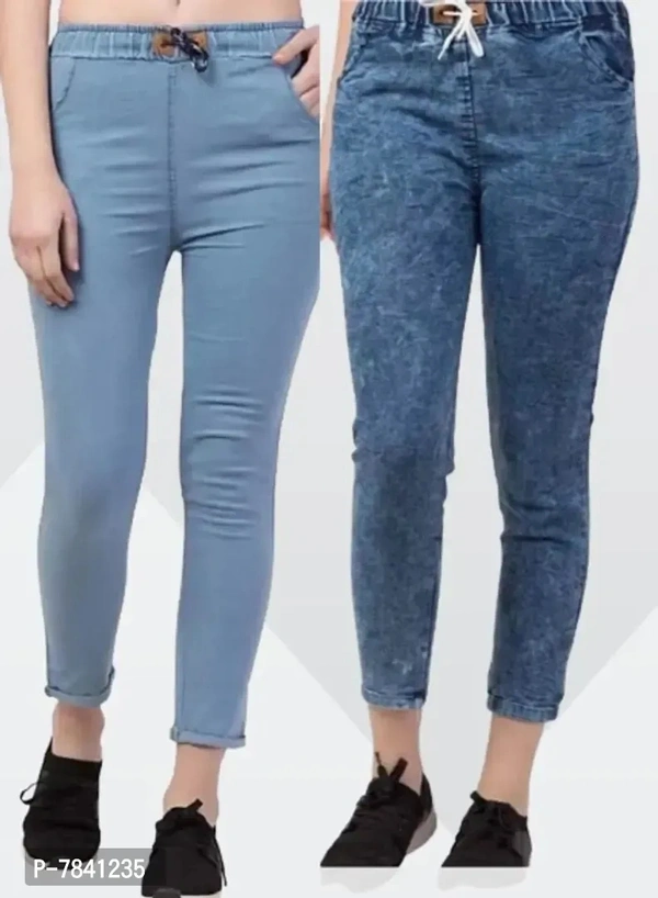 Trendy Latest Denim Blue women joggers Jeans for women / Girls ( Combo Pack Of 2 ) - 30