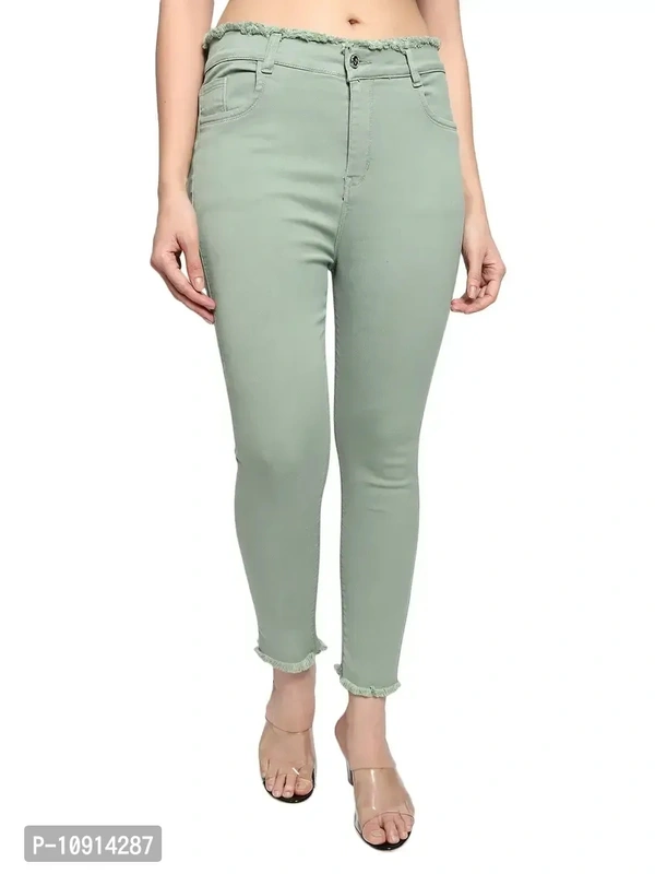 Stylish Olive Denim Jeans For Women - 28