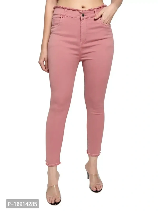 Stylish Peach Denim Jeans For Women - 30
