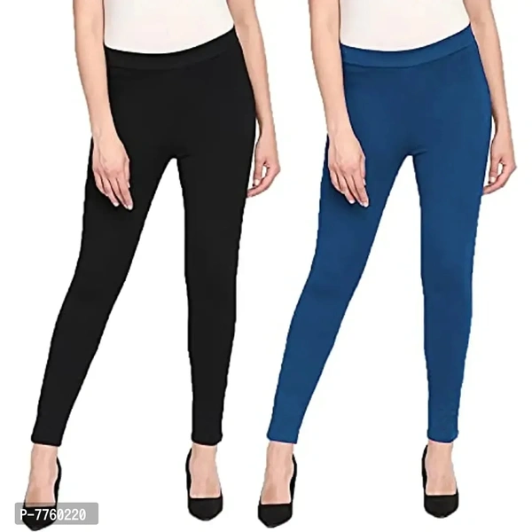 BRAND FLEX Womens Slim Fit Lycra Stretchable Jeggings,Ankle Length with (Multi Color Waist 26 to 34) (Free Size, Black,Blue)