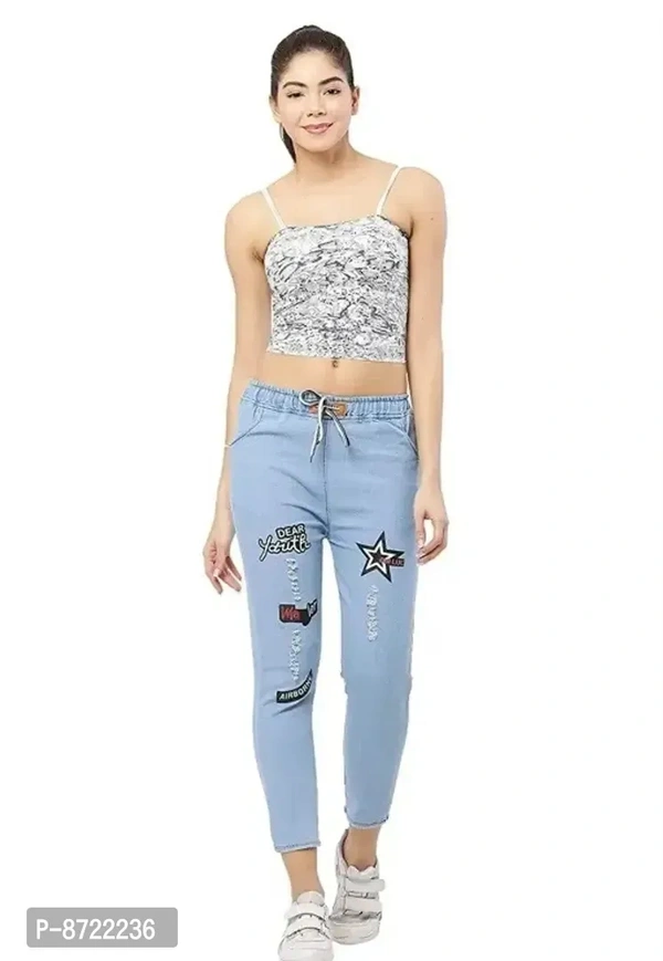 Classic Denim Patch Work Jeans for Women - 30