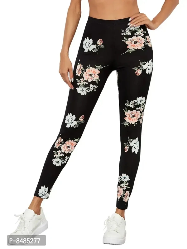 Trendy Lycra Blended Black Printed Gym Wear Active Wear Yoga Wear Jegging Tight For Women - 30