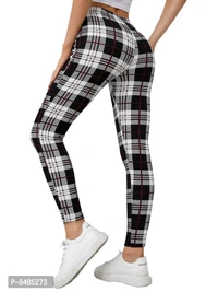 Trendy Lycra Blended Black Checked Gym Wear Active Wear Yoga Wear Jegging Tight For Women - 26