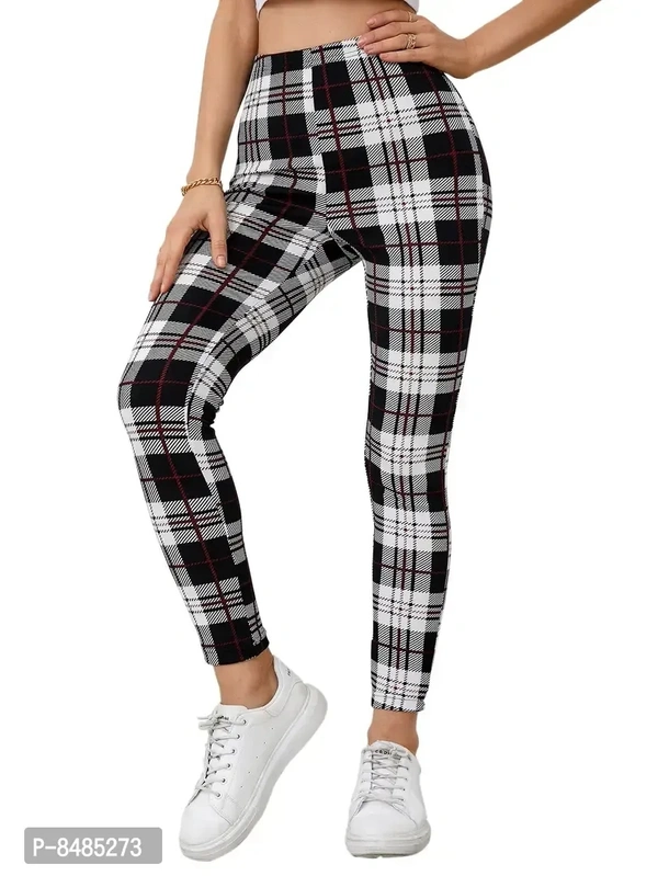 Trendy Lycra Blended Black Checked Gym Wear Active Wear Yoga Wear Jegging Tight For Women - 28