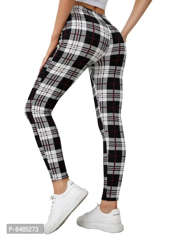 Trendy Lycra Blended Black Checked Gym Wear Active Wear Yoga Wear Jegging Tight For Women - 28
