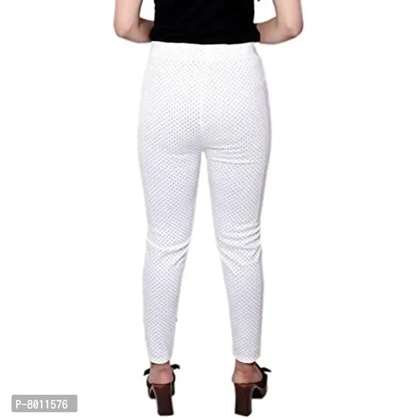 Nylaro Free Size(Waist Size 26-32 inches) Stretchable Polka Dots White Jegging - XL