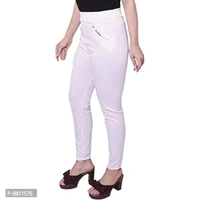 Nylaro Free Size(Waist Size 26-32 inches) Stretchable Polka Dots White Jegging - XL