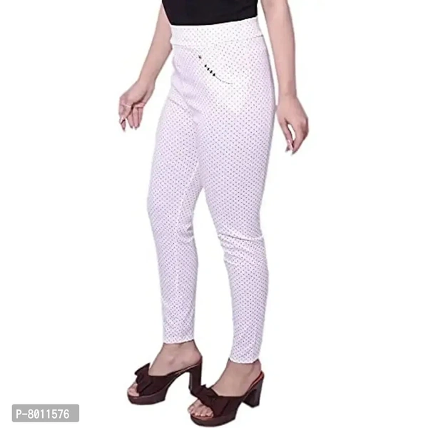 Nylaro Free Size(Waist Size 26-32 inches) Stretchable Polka Dots White Jegging - XL